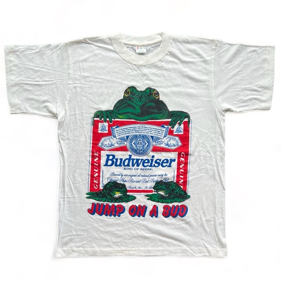 Vintage Other - Vintage 90s Budweiser Frog Bring Jump On A Bud Shirt Single Stitch White L Beer